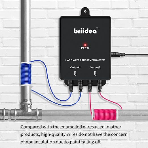 Water Descaler,Briidea Water Descaler Whole House, Salt-Free Hard Water Softener for Reducing Limescale Effects, Provides a Healthy Water Environment