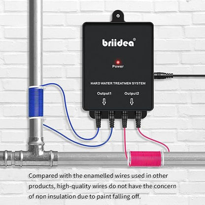 Water Descaler,Briidea Water Descaler Whole House, Salt-Free Hard Water Softener for Reducing Limescale Effects, Provides a Healthy Water Environment