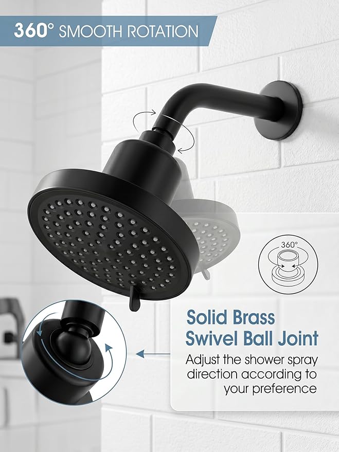 Black Fixed Shower Head and 25 Stage Shower Filter Combo, High Pressure 7 Spray Settings Filtered Showerhead with Water Softener Filter Cartridge for Hard Water