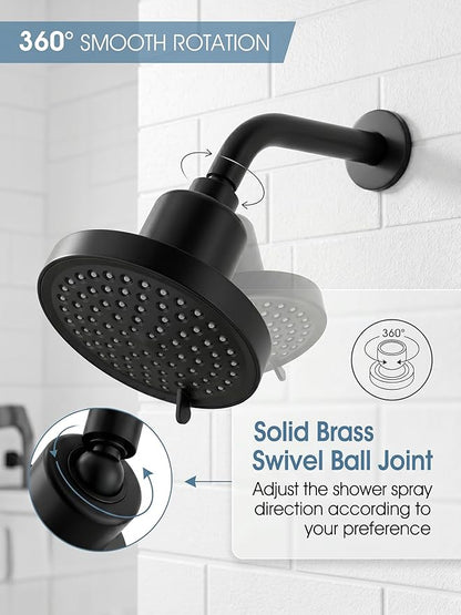 Black Fixed Shower Head and 25 Stage Shower Filter Combo, High Pressure 7 Spray Settings Filtered Showerhead with Water Softener Filter Cartridge for Hard Water