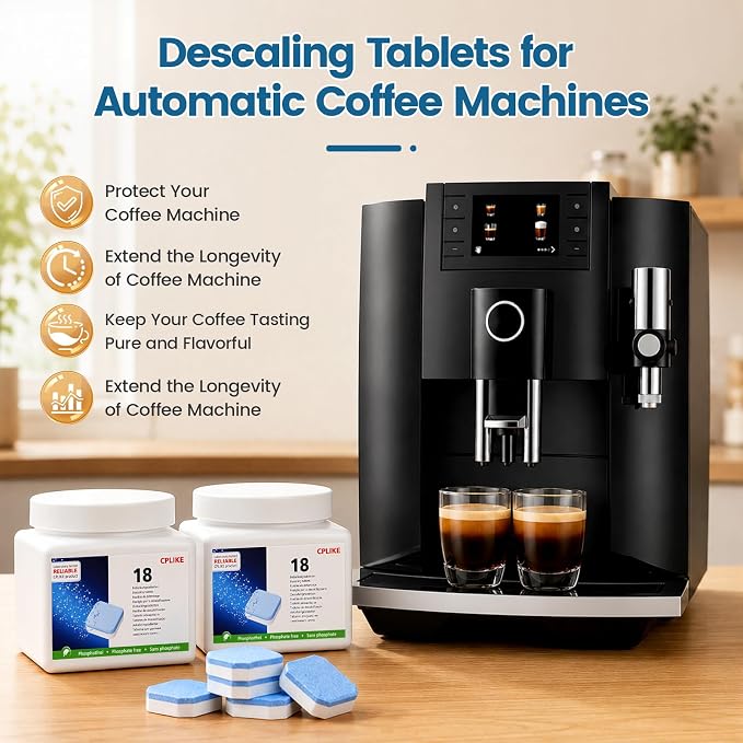 CPLIKE Descaling Tablets for Jura Automatic Coffee Machines | 2-Phase Coffee Machine Cleaner & Decalcifying Tablets for Jura, Extends Machine Life, Preserves Coffee Flavor, 36 Tablets