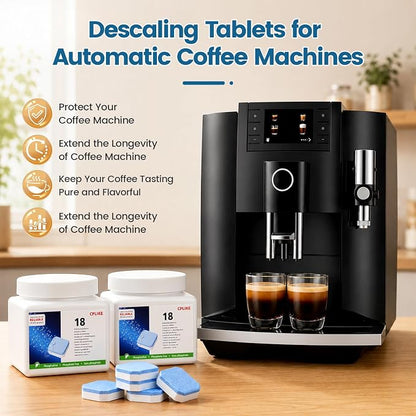 CPLIKE Descaling Tablets for Jura Automatic Coffee Machines | 2-Phase Coffee Machine Cleaner & Decalcifying Tablets for Jura, Extends Machine Life, Preserves Coffee Flavor, 36 Tablets