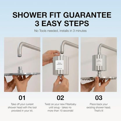 Filterbaby Signature Shower Filter, Sensitive Skin & Hair, Expert Developed | Lab Tested to Reduce up to 99% Chlorine & Chloramine, Reduce Common Water Impurities, Strong Water Flow, Easy Install, Chrome