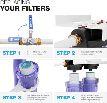 iFilters 2-Stage Whole House Water Filter System – Sediment and CTO Water Filter Cartridge Replacement Set Compatible with LWH-D Gen 2 – OEM, NSF-Certified – Removes Sediment, Rust, Chlorine Taste