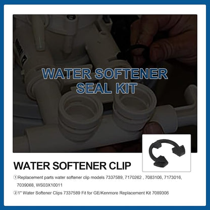 1" Water Softener Clips 7337589 Fit for GE/Kenmore Eco-Pure Eco-Water Sears North Star Water Softener, Replacement Kit 7089306 (4/pack)