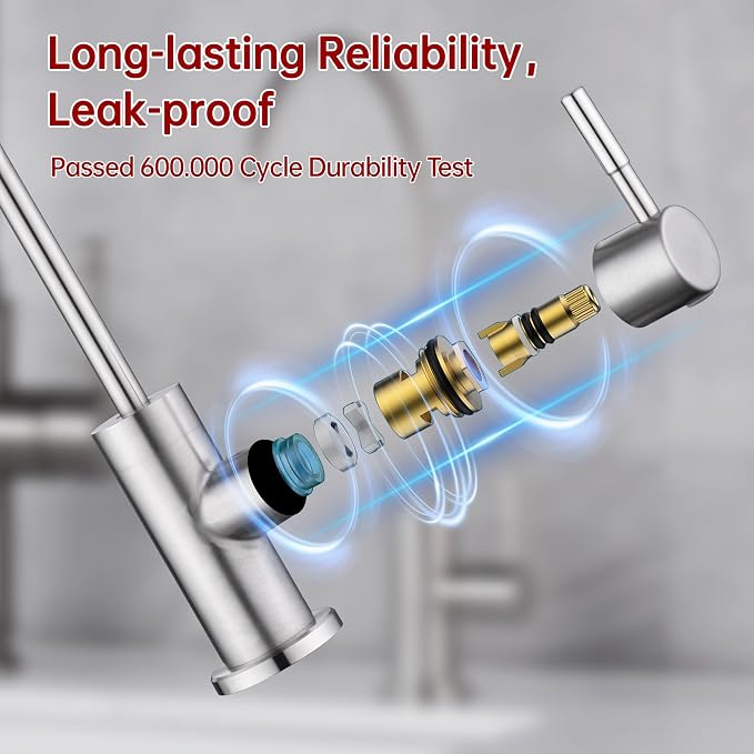 SUMERAIN Drinking Water Faucet for Kitchen Sink, NSF Certification | Brushed Nickel, Lead-Free, SUS304 Stainless Steel, Water Filter Faucet for Reverse Osmosis or Water Filtration System