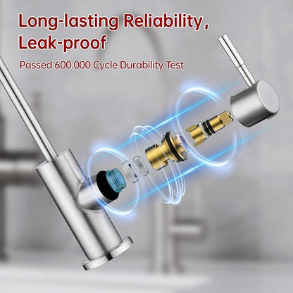 SUMERAIN Drinking Water Faucet for Kitchen Sink, NSF Certification | Brushed Nickel, Lead-Free, SUS304 Stainless Steel, Water Filter Faucet for Reverse Osmosis or Water Filtration System