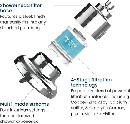 AquaTru Shower - Advanced Shower Filter Removes Impurities from Hard Water to Support Healthy Skin, Scalp, Hair, Reduce Breakage, and Enhance Your Beauty and Self-Care Routine (Polished Chrome)