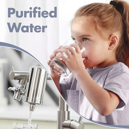 AIMADI Kitchen Faucet with Water Filter and Pull Down Sprayer, Brushed Nickel Stainless Steel Single Handle Kitchen Sink Faucet for Drinking Water, Farmhouse, RV, Utility or Laundry Sink