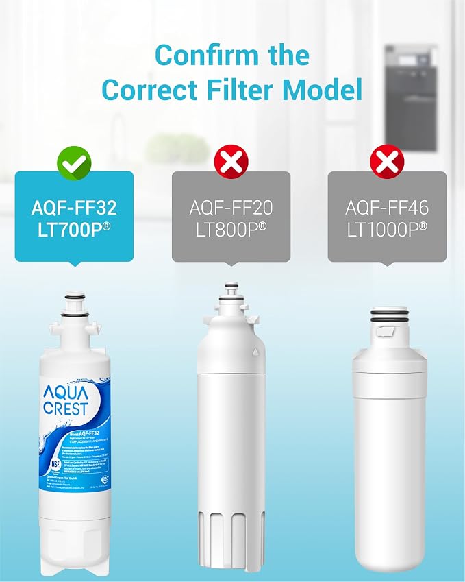 AQUA CREST 469690 ADQ36006101 Refrigerator Water Filter, Replacement for LG® LT700P®, Kenmore® 9690, 46-9690, ADQ36006102, LFXS30766S, HDX FML-3, RFC1200A, PL-500