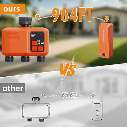 Smart WiFi Sprinkler Timer 3 Zone,WiFi Water Timer for Garden Hose with 984 FT Range,Strong Wall Penetration,APP & Remote Control,Alexa & Google Voice Compatible,Rain Delay, Manual Irrigation