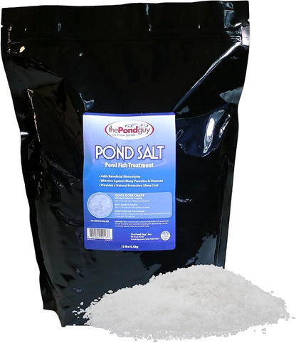 The Pond Guy Pond Salt, Outdoor Water Garden Treatment, Natural Crystal Rock Salt Additive, Koi Stress Control, Slime Coat Health & Electrolytes Treatments, Fish, Bird & Pet Safe, 20 lbs