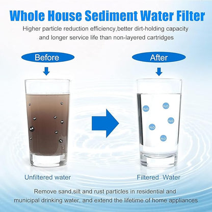 FS-TFC Pleated and CTO Carbon Composite Water Filter 0.2 Micron 10"x2.5" Replacement Cartridge Universal Whole House