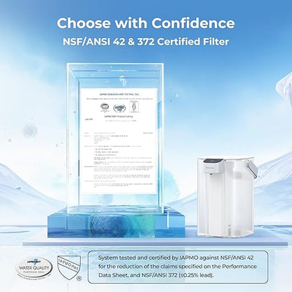 Waterdrop EDC01W Electric Water Filter Pitcher, 98% Chloramine Reduction, Rechargeable Water Dispenser, Instant 200-Gallon 15-Cup Countertop Purifier, NSF/ANSI 42, Reduce PFOA/PFOS, Lead, White