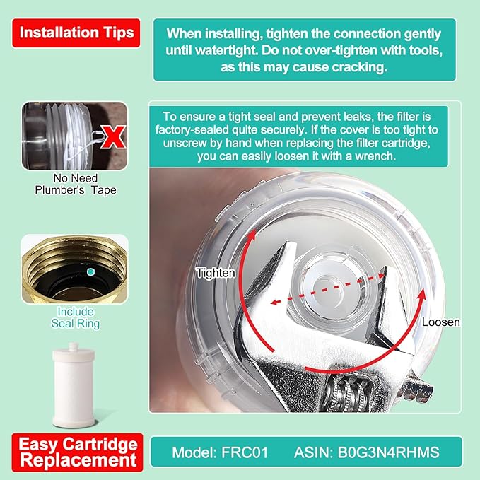 1 micron Carbon Shower Filter, Visible Water Filter for Washing machine, shower head filter, 99% Removal of Chlorine, Fluoride, Heavy metal, Odor & Scale, Improves Skin Condition, Protects hair