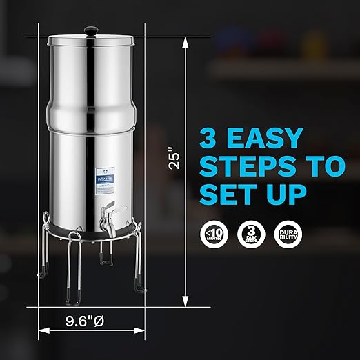 Survivor Filter Ultra Gravity Water Filter Stand - Durable and Stable Stainless Steel Stand for Gravity Fed Water Filtration System - Compatible with Big Berkey