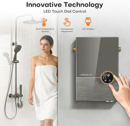 Tankless Water Heater Electric 14.4kW, 240 Volt On Demand Instant Hot Water Heater, Within 1℉ Stable Temp, Up to 3.5GPM, WiFi Control, ETL Certified, Eco, WM15