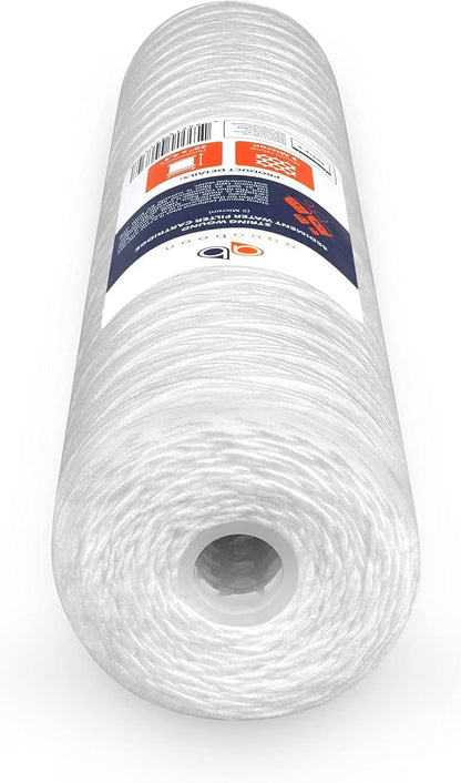 Aquaboon 5 Micron 20 x 4.5 Whole House String Wound Water Filter Replacement Cartridge for Well Water Filtration Compatible with WP5BB20P, 4-Pack