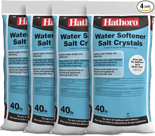 (4 Pack) Water Softener Salt Crystals | Natural High-Purity Salt for Softer Skin, Reduced Buildup, Easy Cleaning - 40 lb Each Bag with Handle, 160 lb Total