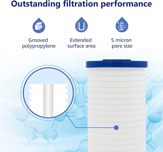 Overbest 10" x 4.5" Whole House Water Filte Replacernent for 3M®Aqua-Pure®AP810, AP811, AP801, AP801-C, AP801T, P801B, Whirlpool® WHKF-GD25BB, VWHKF-DWHBB, 5 Micron Well & Tap Water Filter, Pack of 3 | Replacement for 3M® Aqua-Pure® AP811, AP801, AP801...