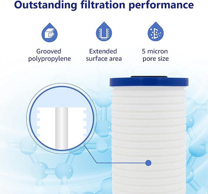 Overbest 10" x 4.5" Whole House Water Filte Replacernent for 3M®Aqua-Pure®AP810, AP811, AP801, AP801-C, AP801T, P801B, Whirlpool® WHKF-GD25BB, VWHKF-DWHBB, 5 Micron Well & Tap Water Filter, Pack of 3 | Replacement for 3M® Aqua-Pure® AP811, AP801, AP801...