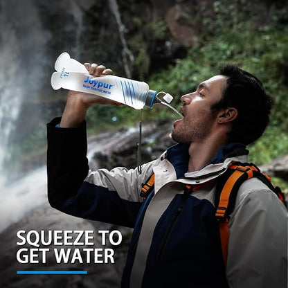 Water Filter Survival - Collapsible Water Bottle with Filter 0.01 Micron Squeeze Filtered Water Bottle 32oz for Hiking Backpacking Camping BPA-Free(White 1000ml)