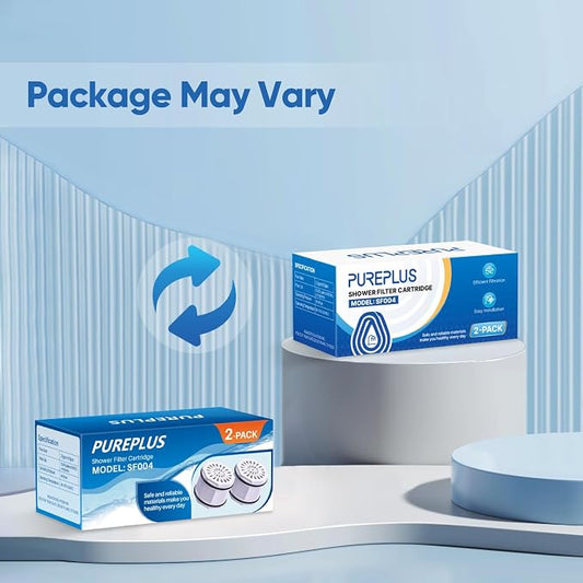 PUREPLUS WHR-140 Shower Head Water Filter Cartridge, Replacement for Culligan WSH-C125, HSH-C135, ISH-100, HSH-BN135, S-H200-C, S-H200-BN, S-W100-C Advanced KDF WTR Filtration for Softer Skin, 2Pack