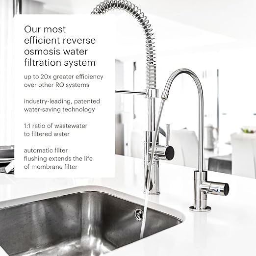Brondell Reverse Osmosis Water Filtration System, Under Sink, WQA Certified, Designer Faucet with LED Reminder – 3-Stage Capella (RC250)