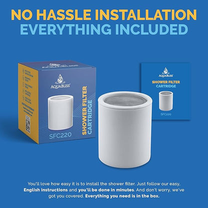 AquaBliss Replacement Multi-Stage Shower Filter Cartridge - Longest Lasting High Output Universal Shower Filter Reduces Chlorine & Toxins in SF220 or SF100. 1-Pack (SFC220)