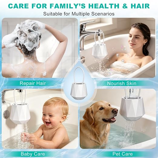 Bath Filter for Tub, Bathtub Water Filter 8-Stage, Bath Water Filter with 2 Pack Filters, Removes 90%+ Chlorine & Impurities, BPA Free, 2.5 GPM High Flow, 77°F-158°F for Skin & Hair Care