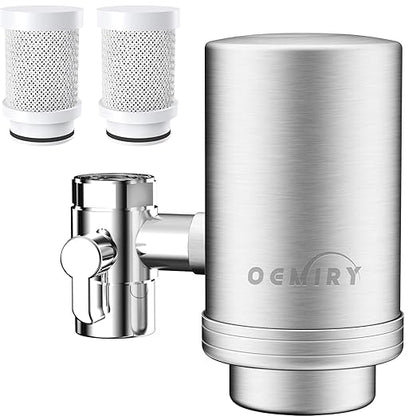 Water Filter for Sink Faucet, 304 Stainless Steel Tap Water Purifier for Kitchen Sink, Reduces 99.99% Lead, Chlorine, Heavy Metals, Bad Taste & Odor for Skin Care(2 Filters Included)