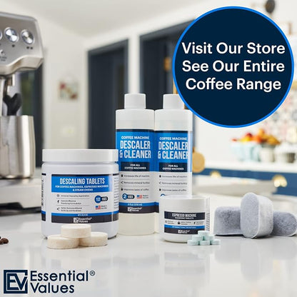 Essential Values Cleaning Pods, Compatible with Keurig, Descaling Solution 10-Pack, Descaler for Keurig Coffee Machines, Pot Kit, Coffee Maker Cleaner Filter Pods