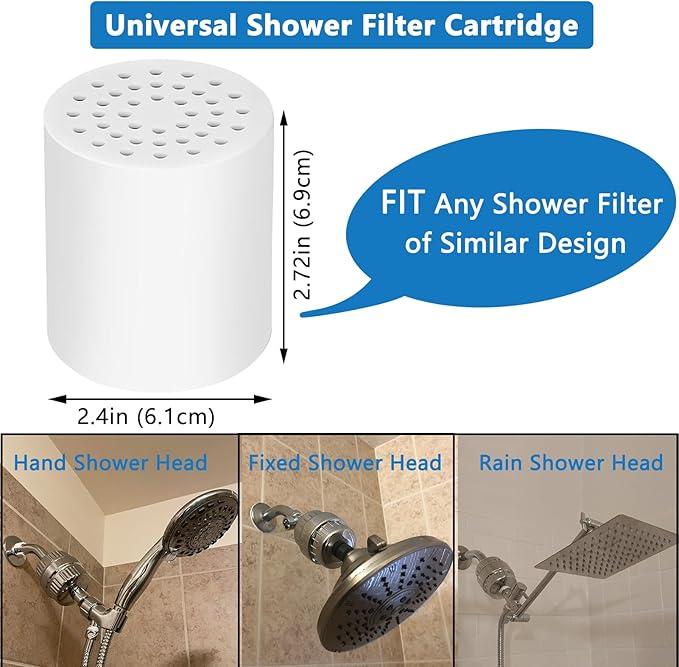 25 Stage Shower Filter Replacement Cartridge, 1 Pack Universal Cartridges for Hard Water – Removes Chlorine, Heavy Metals, Iron & Sediments, Fit Any Similar Design Shower Water Filter