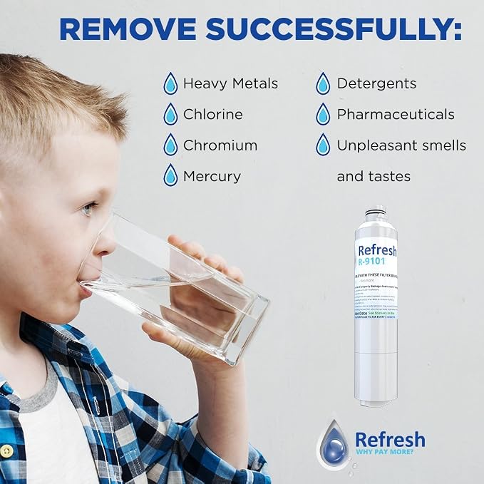 Refresh R-9101 Refrigerator Water Filter Replacement for Samsung DA29-00020A, DA29-00020B, HAF-CIN/EXP, NSF/ANSI 42, 6-Month 300 Gallon Filter (3 Pack, Standard)
