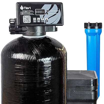 Tier1 Whole House Water Softener System 48000 Grain Capacity | High Efficiency Design with Ceramic Control Valve | Preloaded 1.5 Cubic Foot Resin Mineral Tank | Home Filtration System for 4 to 5 Baths
