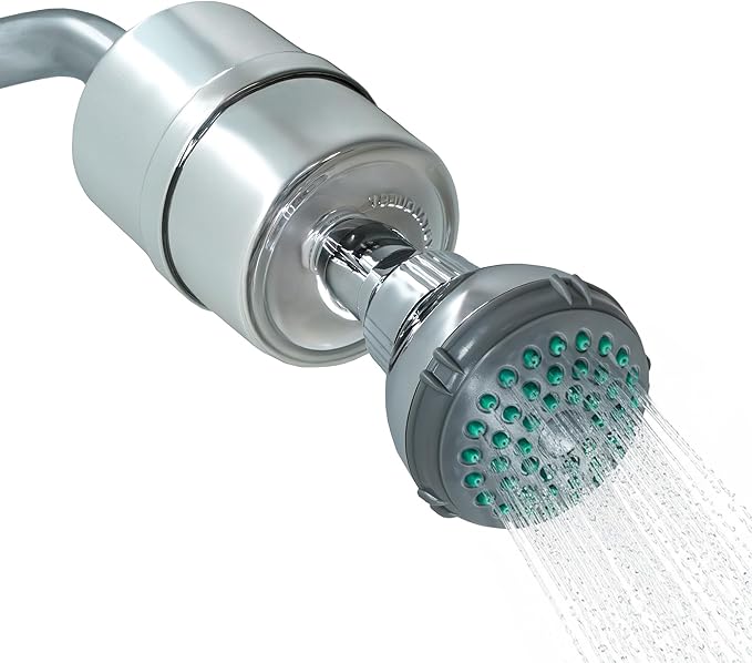 Crystal Quest Shower Filter with Head, Shower Head Filter for Hard Water, Shower Water Filter Removes Chlorine, Chloramines & VOCs, Filter Shower Head, Improves Skin & Hair, Long-Lasting - Chrome