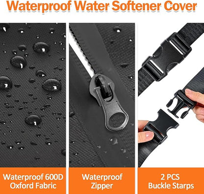 Water Softener Cover Outdoor Insulated, 3 Layers Insulation Water Softener Tank Jacket, Water Softener Covers for Outside Units, 12''D x 52''H(Cover Only)- Black
