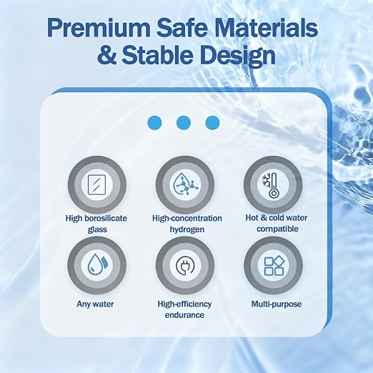 Hydrogen Water Bottle Generator, Up to 4000 PPB, with SPE/PEM Technology, for Home Office Travel Fitness Drinking, Portable USB Rechargeable High-Concentration Hydrogen Water Maker