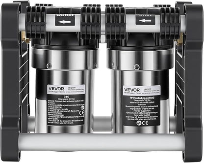 VEVOR RV Water Filter System, 5-Micron Dual Stage Premium RV Water Filtration System with Two Cartridges and 3/4" Fitting for RVs & Campers, Reduces Sediment, Chlorine, Heavy Metals, Odors and More