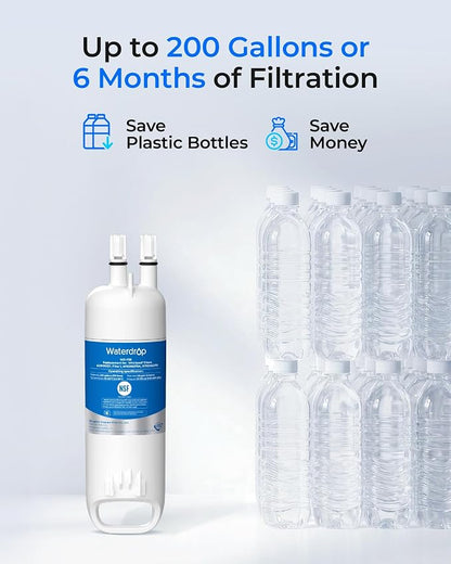Waterdrop EDR1RXD1 Refrigerator Water Filter, 4 Pack | Replacement for Filter 1, W10295370A, EDR1RXD1B, P8RFWB2L, P4RFWB, WD-F38,