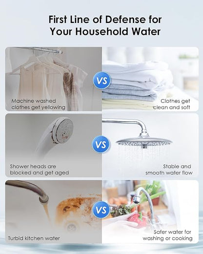 Waterdrop WHF21-PG 2-Stage Whole House Water Filter System, 5 Micron | Highly Reduces Lead, Chlorine, Odor and Taste, 5-Stage Filtration, with Carbon Filter and Sediment Filter, 1" Inlet/Outlet