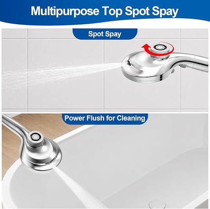 Magnetic Filtered 9-Mode Handheld Shower Head with Extra Top Spot Spray | Detachable High Pressure Showerhead with ON/OFF Pause Switch, 15-Stage Water Softener Filters for Hard Water