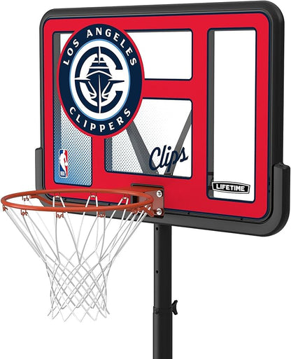 Lifetime NBA Los Angeles Clippers Portable Basketball Hoop, Adjustable Height 7.5-10 Ft, 44 Inch Shatterproof Fusion Backboard, Base with Wheels