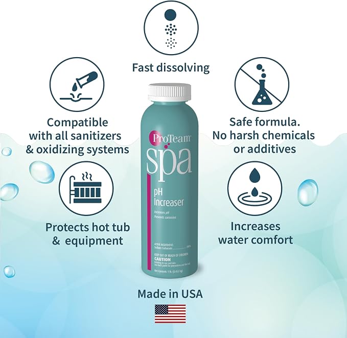 ProTeam Spa Alkalinity Increaser for Hot Tub and Spa pH Increaser for Hot Tub - Spa Up for Hot Tub - pH Up Hot Tub pH Increaser - with SplashWiz Hot Tub Chemicals Care Guide e-Book - Spa pH Up Spa - M
