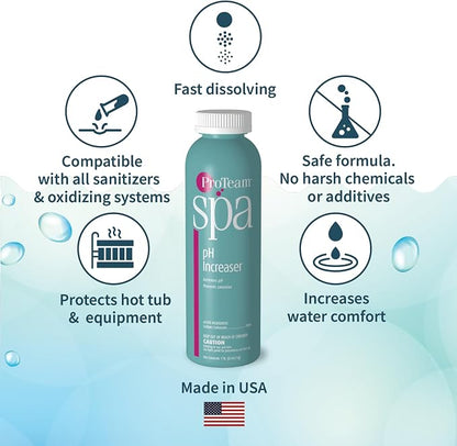 ProTeam Spa Alkalinity Increaser for Hot Tub and Spa pH Increaser for Hot Tub - Spa Up for Hot Tub - pH Up Hot Tub pH Increaser - with SplashWiz Hot Tub Chemicals Care Guide e-Book - Spa pH Up Spa - M