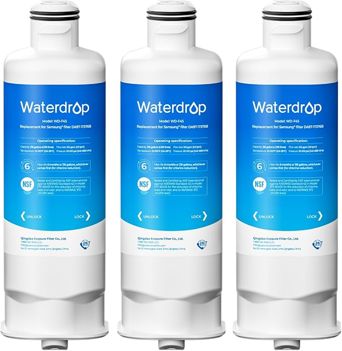 Waterdrop WD-F45 Water Filter Replacement for Samsung® DA97-17376B, 3 Pack | Replacement for Samsung® HAF-QIN/EXP, DA97-08006C, RF28R7201SR, RF28R7351SG