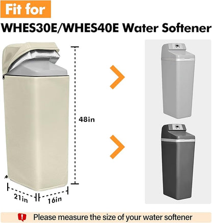 Water Softener Cover Insulated, 3 Layers Insulation Heavy Duty Protection Cover for WHES30E / WHES40E Grain Softener and 350/420 Water Softener, 16x21x48in, Beige