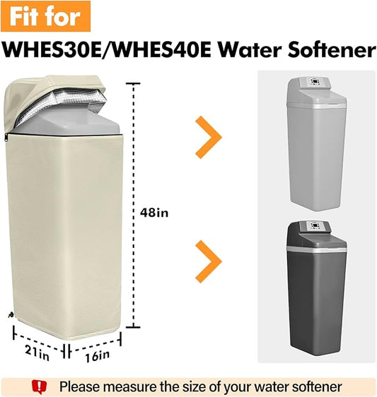 Water Softener Cover Insulated, 3 Layers Insulation Heavy Duty Protection Cover for WHES30E / WHES40E Grain Softener and 350/420 Water Softener, 16x21x48in, Beige