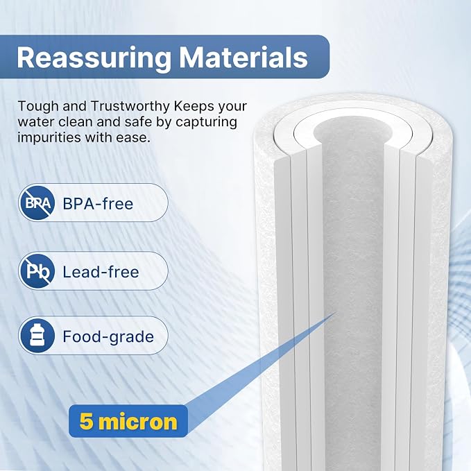 EXCELPURE 5 Micron 10" x 2.5" Whole House Sediment Home Water Filter Cartridge Replacement for Any 10 inch RO Unit, Culligan P5, Aqua-Pure AP110, Dupont WFPFC5002, CFS110, WHKF-GD05, PP10-05, 3PACK