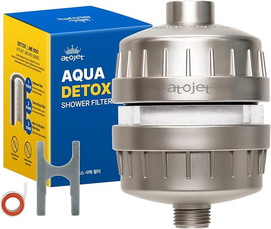 Aqua Detox Shower Filter Influenced by Korea’s Beauty Tradition - Relieves dryness and irritation while improving skin and hair health - BRUSHED NICKEL (JNE600N-SNG-DTX)